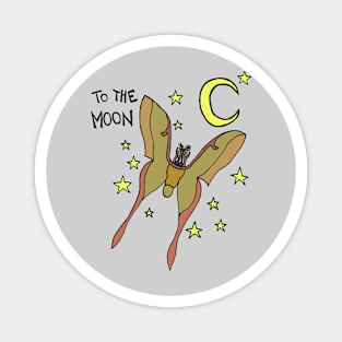 Chinese Moon Moth (Actias Ningpoana) Flying To The Moon (White) Magnet